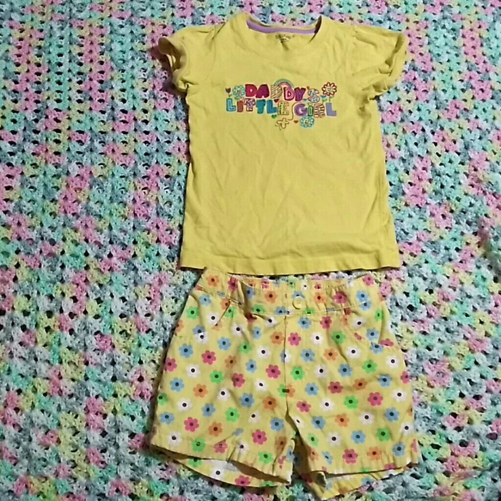 🌈🏵Yellow Baby Gap 2pc Daddys girl shirt & shorts